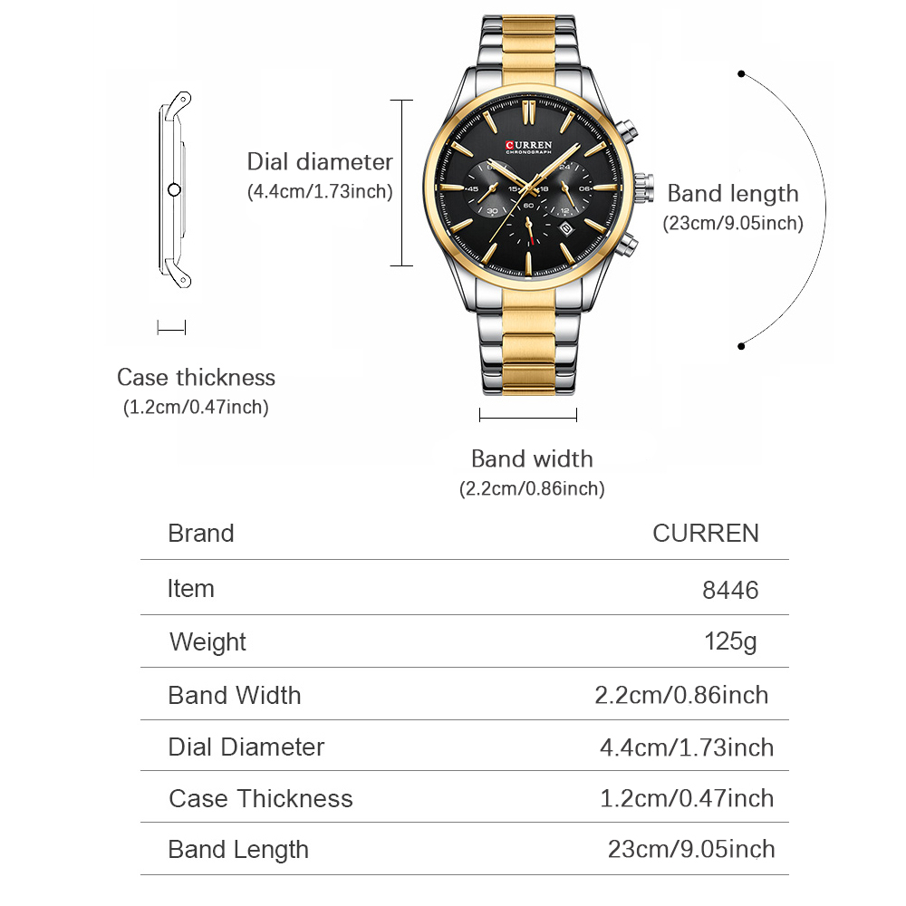 CURREN Casual Quarzo Crono Oro - Accessories With Watch recensione e prezzo